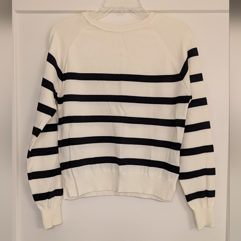 Striped Black and Ivory / Cream Women's Sweater